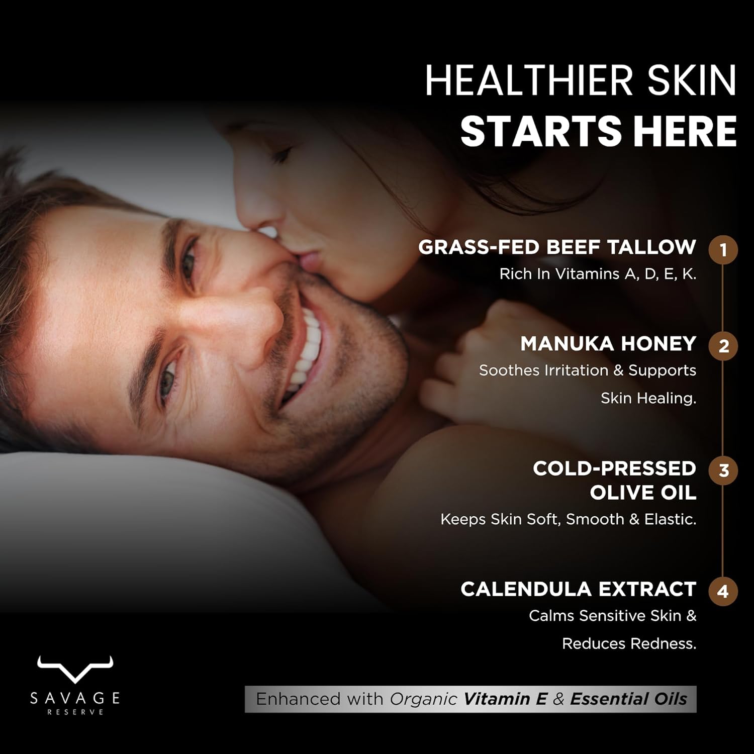 Beef Tallow Lotion for Face, Neck and Hands – Whipped Grass-Fed & Finished Tallow Balm with Manuka Honey & Olive Oil – No Seed Oils – All-In-One Cream Moisturizer for Skin – 4 oz