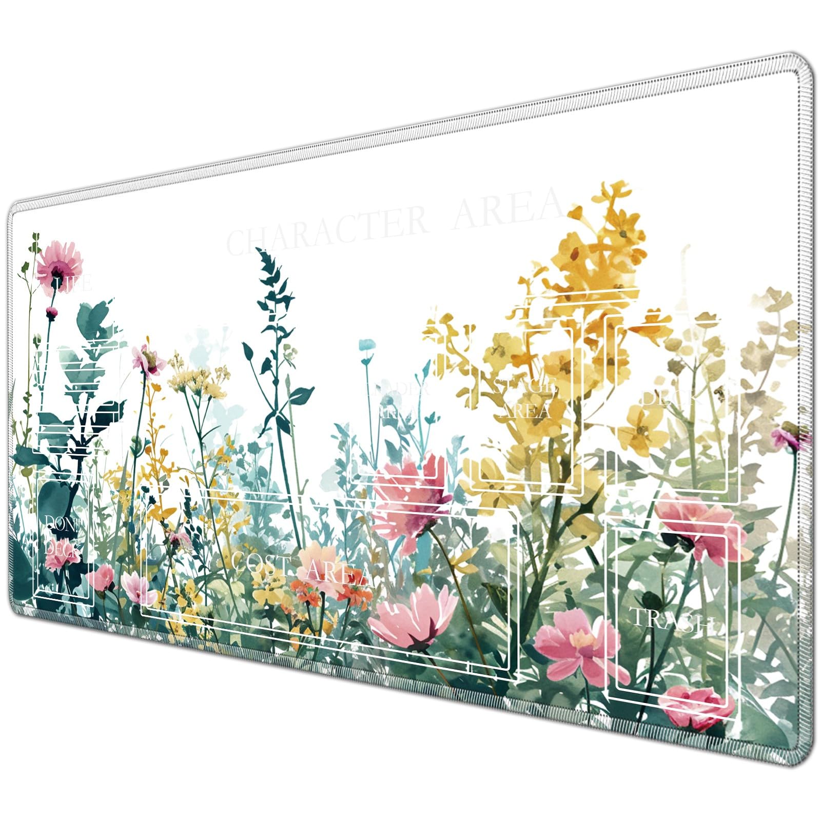 JANENFNA TCG Playmat with Magic Zones 24 x 14 inches Mousepad Compatible for OPCG CCG Trading Card Game Play Mats Smooth Rubber Surface Magic The Gathering Play Mat, Weeds — image 1