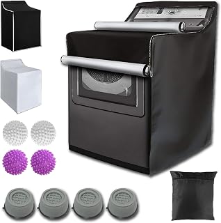 Sumlly Funda para Lavadora y Secadora Resistente A Los Rayos UV Exterior | Funda Lavadora, al Polvo y al Agua, Cubre Lavadora Ajustable con 4 Pcs Almohadillas Antivibración y 4 Pcs Bolas de lavadora