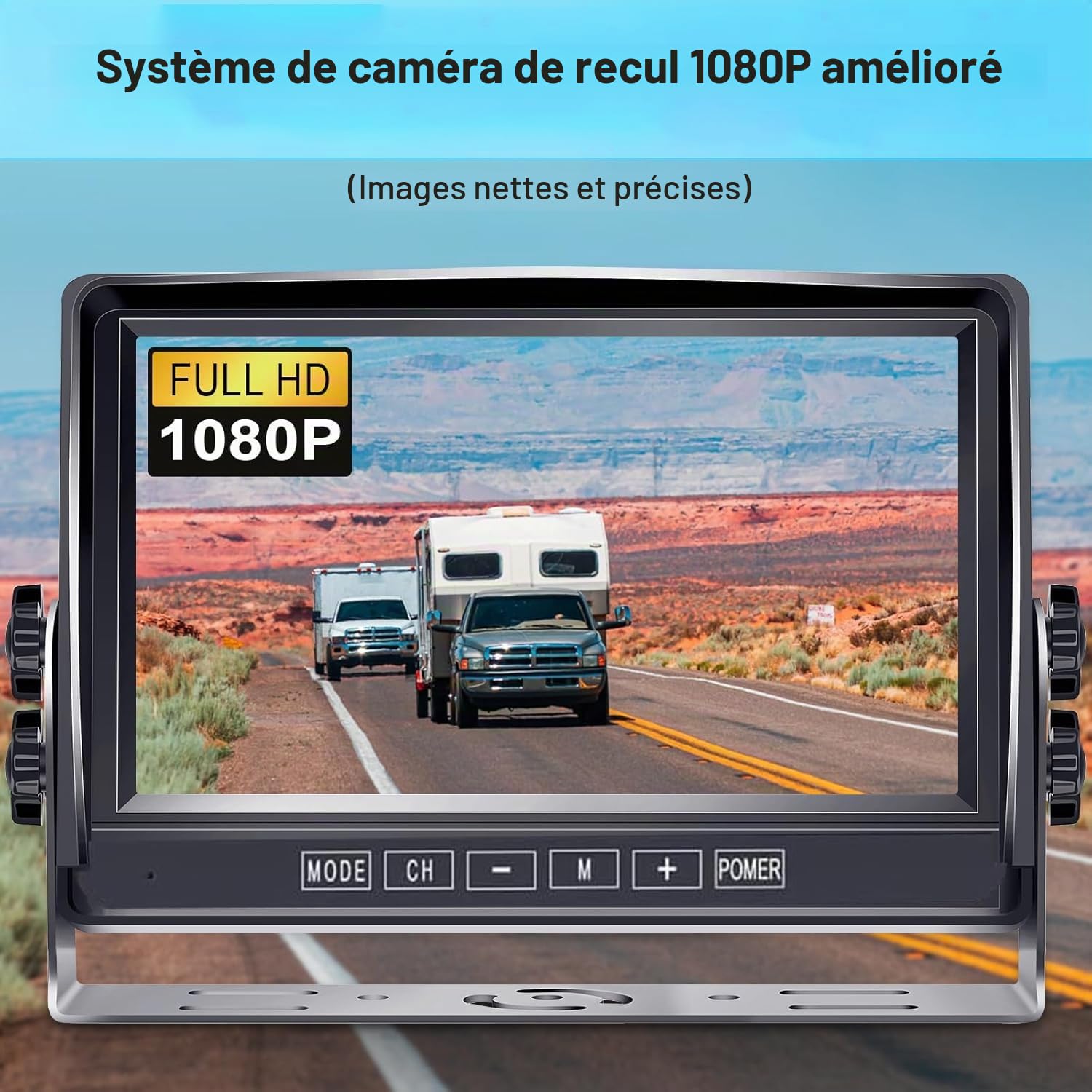 Caméra de Recul Filaire 1080P avec Écran HD 7 Pouces Vision Nocturne Couleur Starlight 12V-24V Caméra Compacte Facile à Installer pour SUV Voiture Camping-Car Camion Van IP69 Étanche Câble 15m