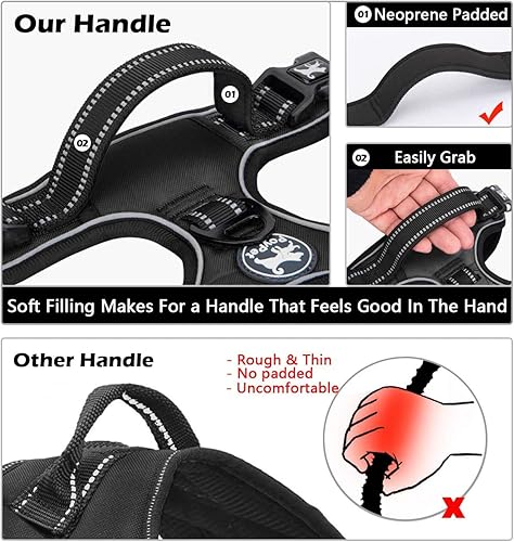 Miniatura 3 de PoyPet - Arnés y correa para perro, a prueba de escape, arnés de chaleco antitirón, ajustable, suave, acolchado y reflectante, con asa para perros