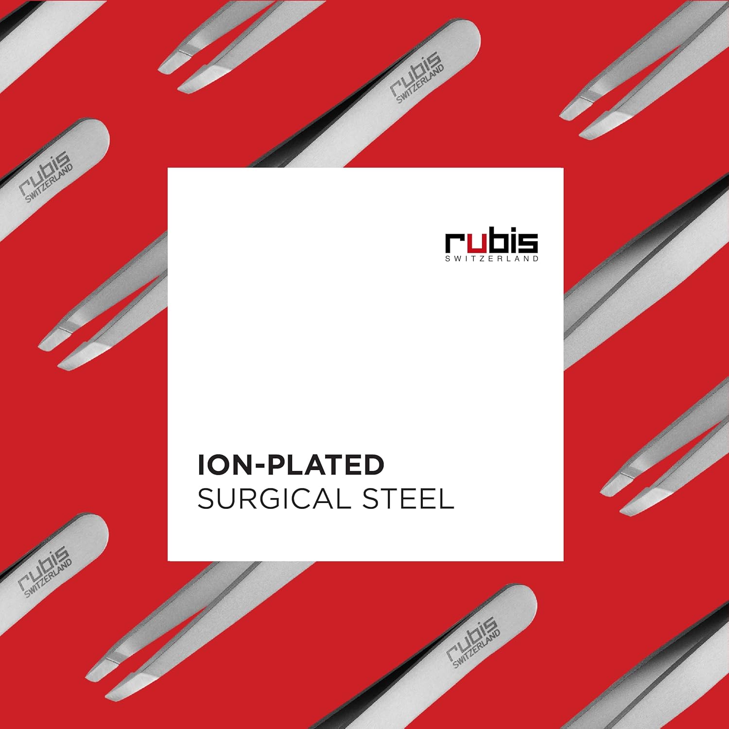 Rubis Ion-Coated Classic Stainless Steel Slanted Tweezers for Precise Eyebrows and Hair Removal, 4K102,Rubis Switzerland Swiss Made World Renowned Precision