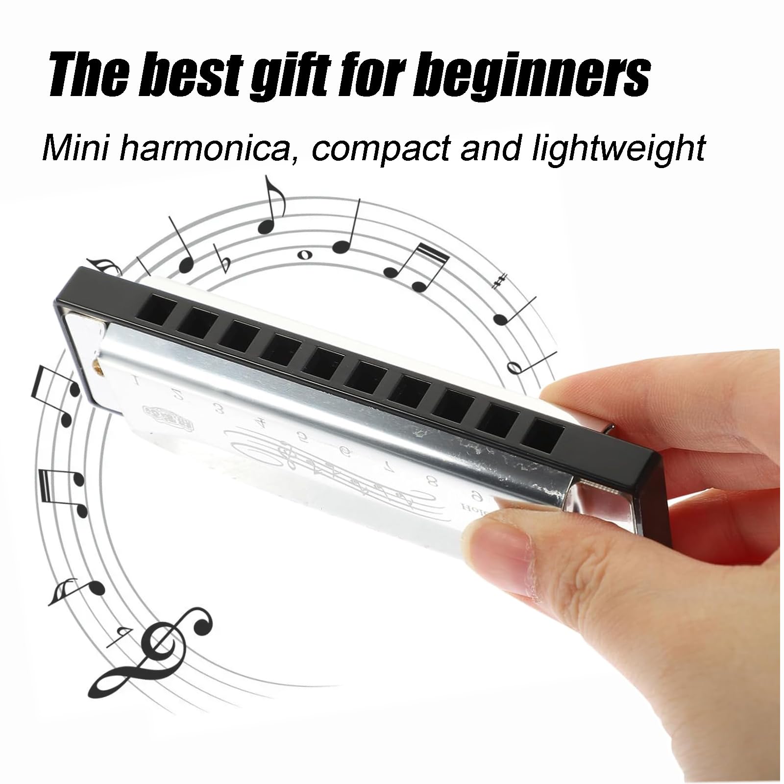2Pcs Harmonica, Harmonicas for Adults Metal and Plastic Construction, Harmonicas, 10 Holes 20 Tones, Blue and Silver - Image 3