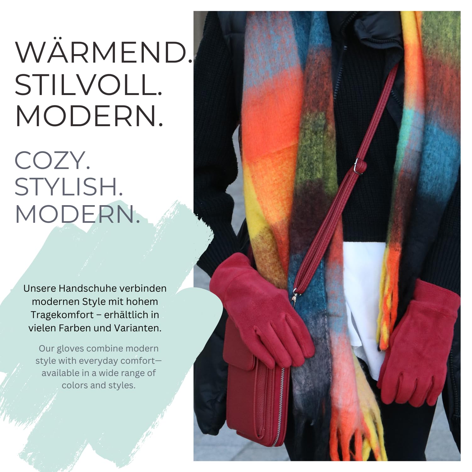 styleBREAKER Damen Touchscreen Fleece Handschuhe Einfarbig, warme Fingerhandschuhe, Winter 09010047