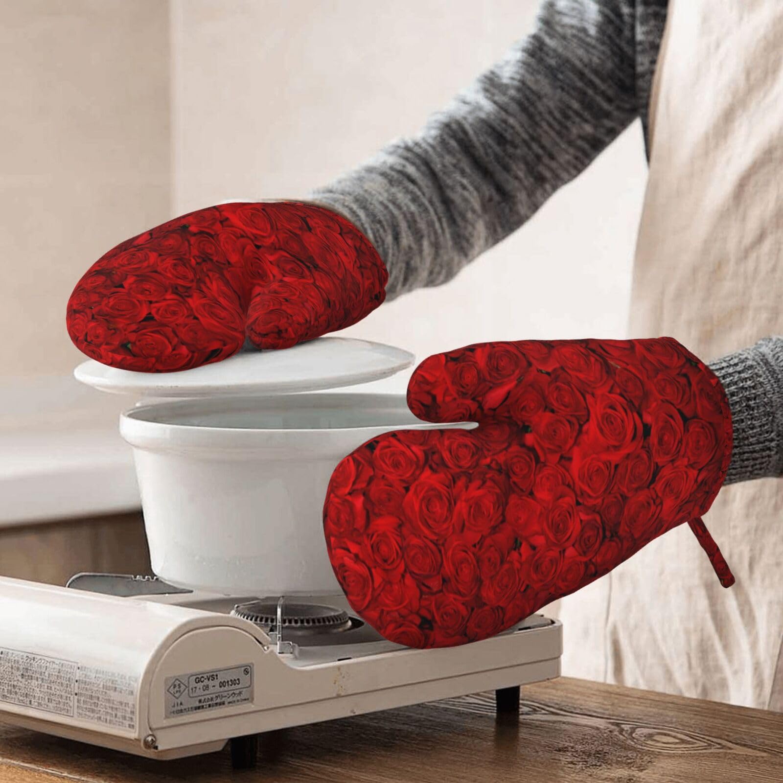 Ensemble Gants Et Maniques De Cuisine Imprimé Bouledogue Français - Silicone Antidérapant Résistant à La Chaleur - 250°C