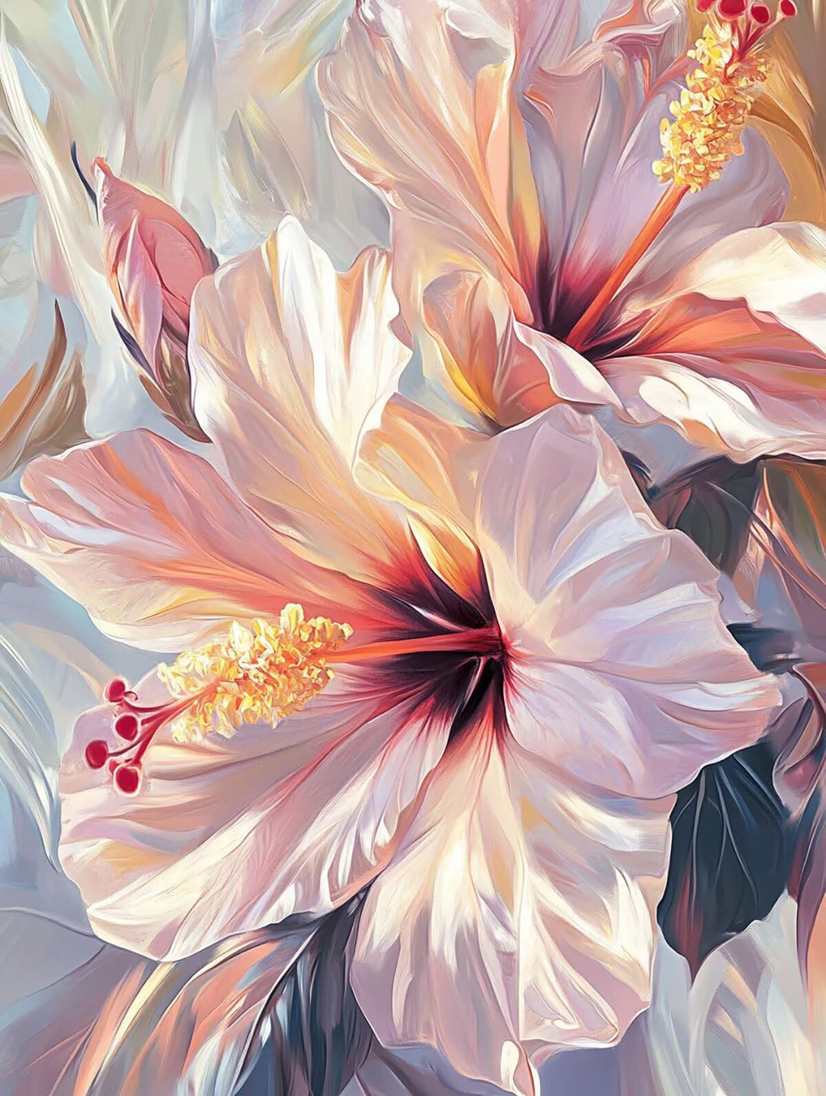Dipingere con i Numeri Fiore, Paint by Numbers Adulti Pianta, Fai da te Creativi Adulti Quadri da Dipingere Numerati Kit per Decorazione Della Parete di Casa, Regalo 80x110 cm Senza Cornice 67-W