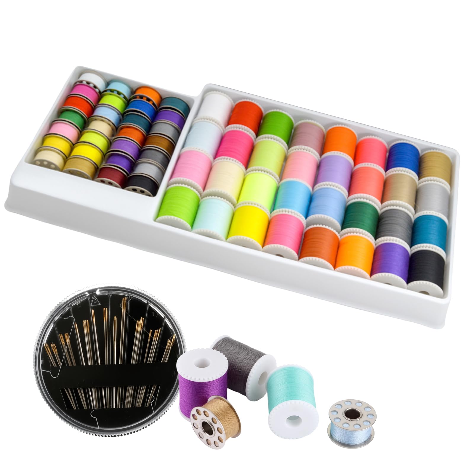 Dhswnng Colorful 60 Color Sewing Thread Set, Sewing Machine Threads With Bobbins Needles Spool Polyester Thread Kit Diy Embroidery Threads Assortment