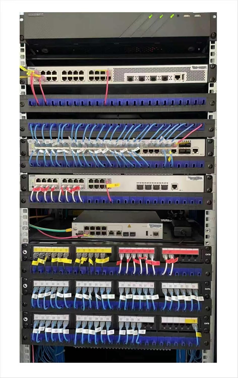 Upgraded (2 Pack) 1U 19" Rack Mount Cable Management System, Horizontal Cable Manager Duct Raceway, 24 Route Finger Duct Wire Organizer, Patent Pending