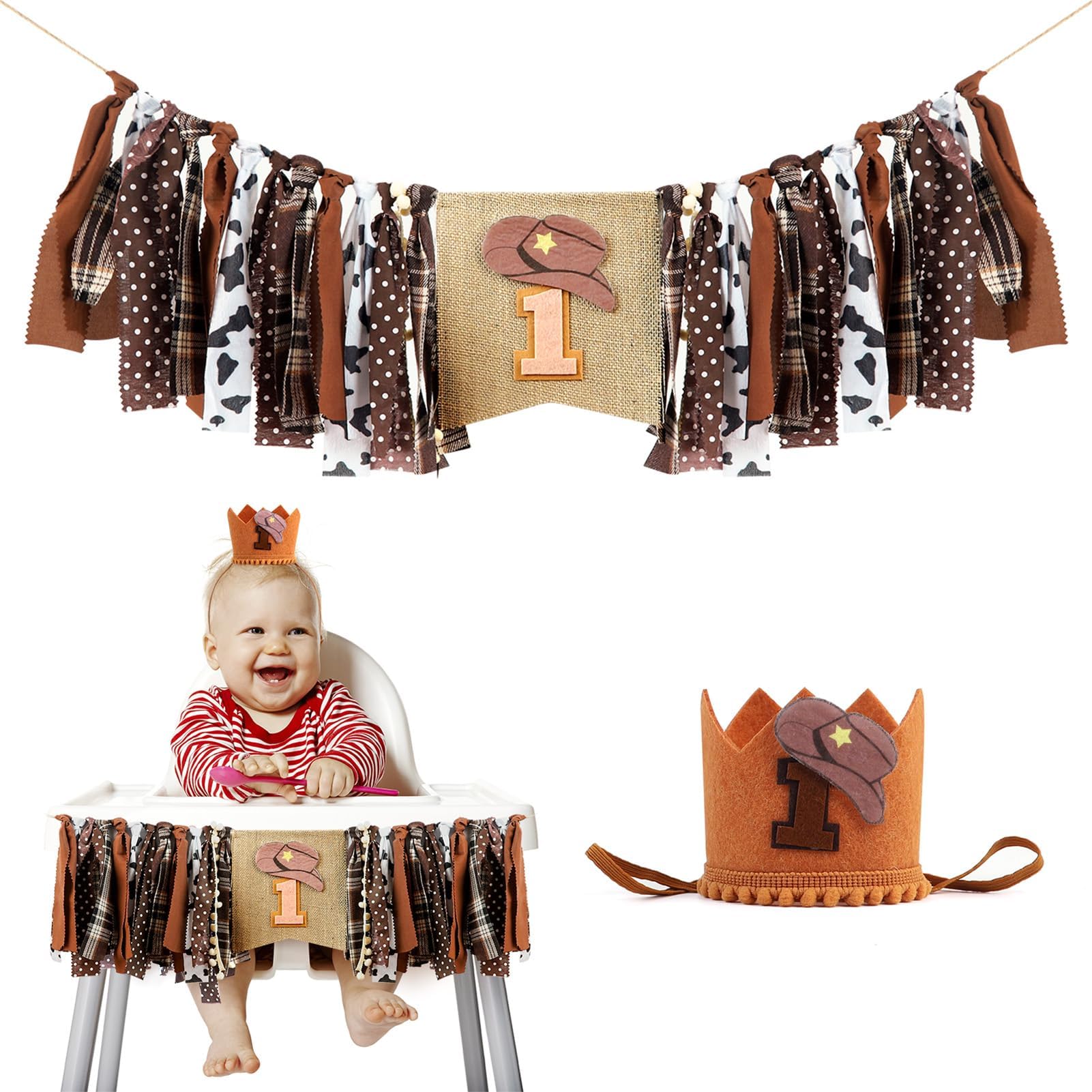My First Rodeo Birthday High Chair Banner - Cowboy Cowgirl 1st Birthday Decor, Farm Theme Party - View #3