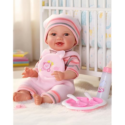 BABESIDE Baby Doll Girl - 12-Inch Realistic Baby Dolls with Magic Feeding Bottle Real Life Vinyl Toy Gift for 3+ 4 5 6 Years, Ideal for Birthday, Pretend Play, Christmas