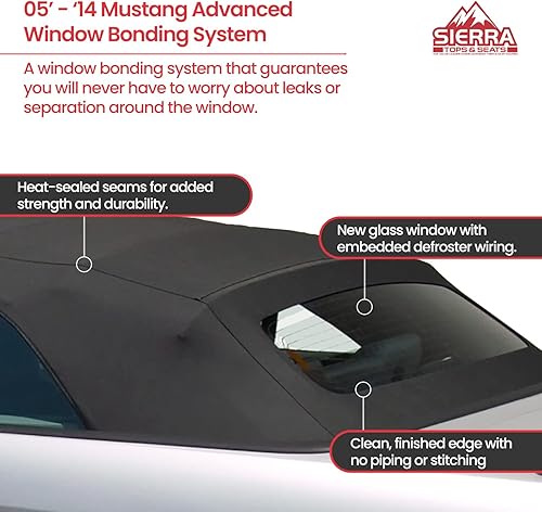 Miniatura 6 de Sierra Auto Tops - Parte superior suave convertible de repuesto para modelos Ford Mustang GT 2005-2014 Shelby GT500 Vinilo de tela de vela de alta
