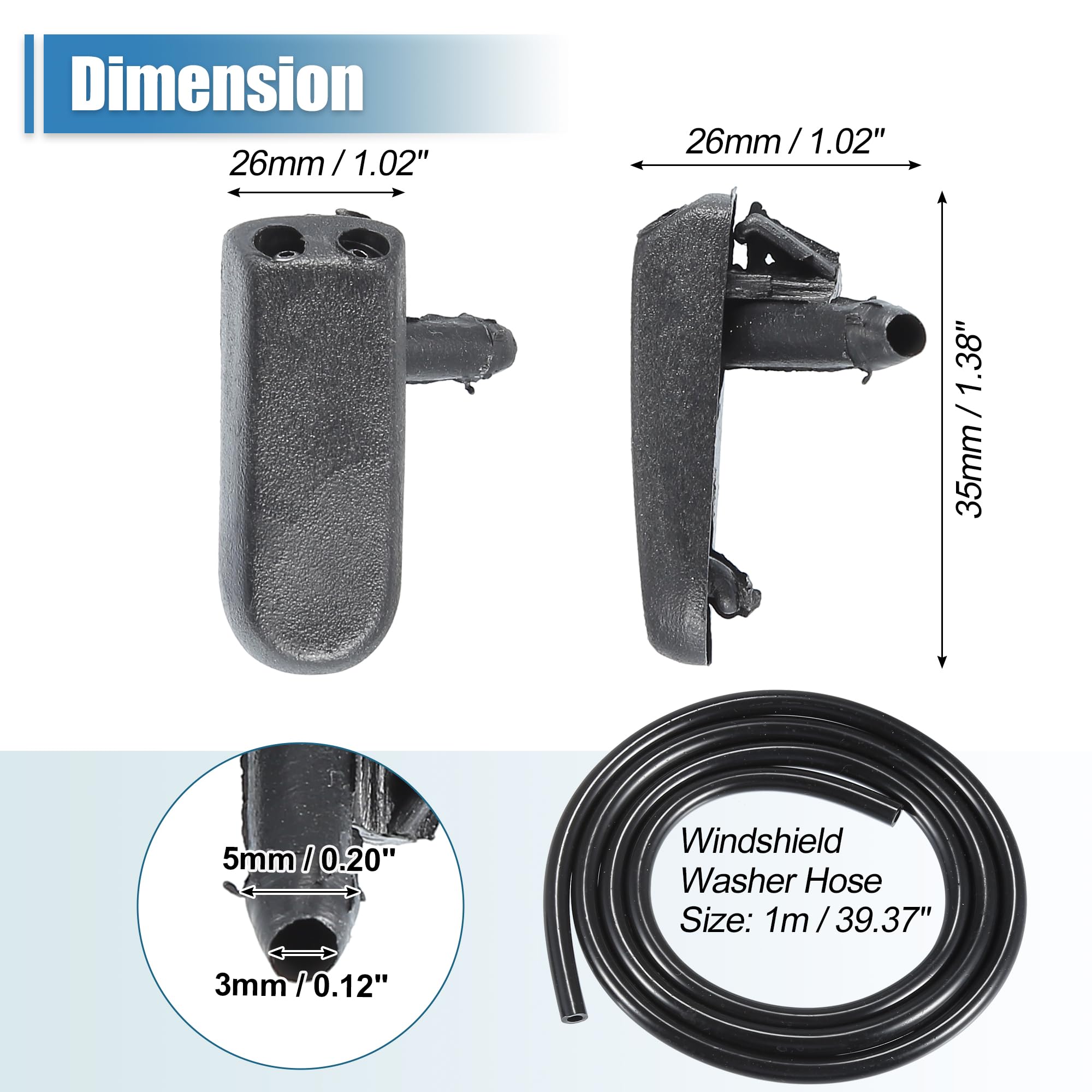 QUARKZMAN 1 Set Parabrezza Rondella Ugello con Rondella Tubo Flessibile per VW No.6E0955985A