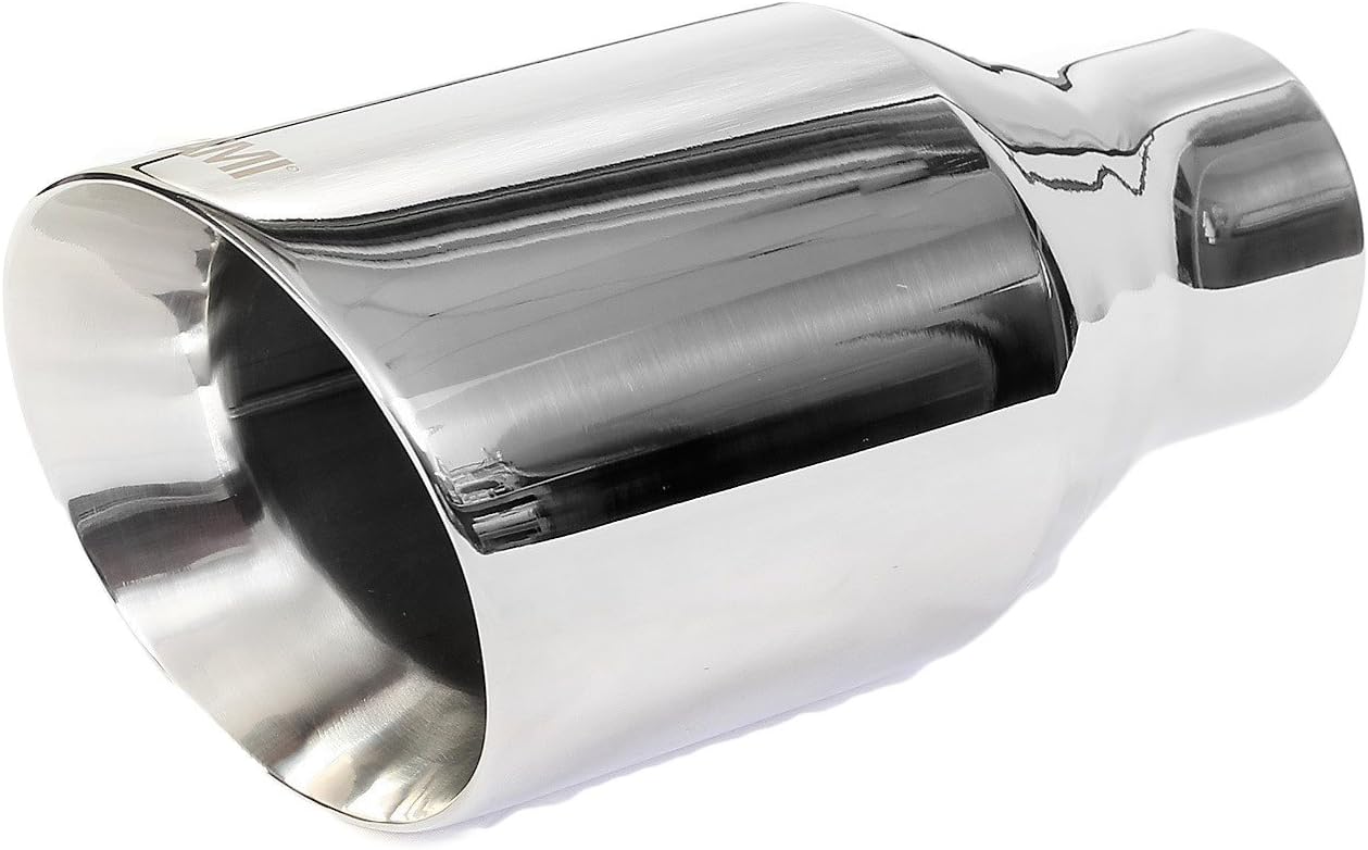 2.25 inch Inlet NT-2407 Double Wall Chrome Polished Stainless stell Exhaust Tip Weld-on (2.25" Inlet/3.5" Outlet)