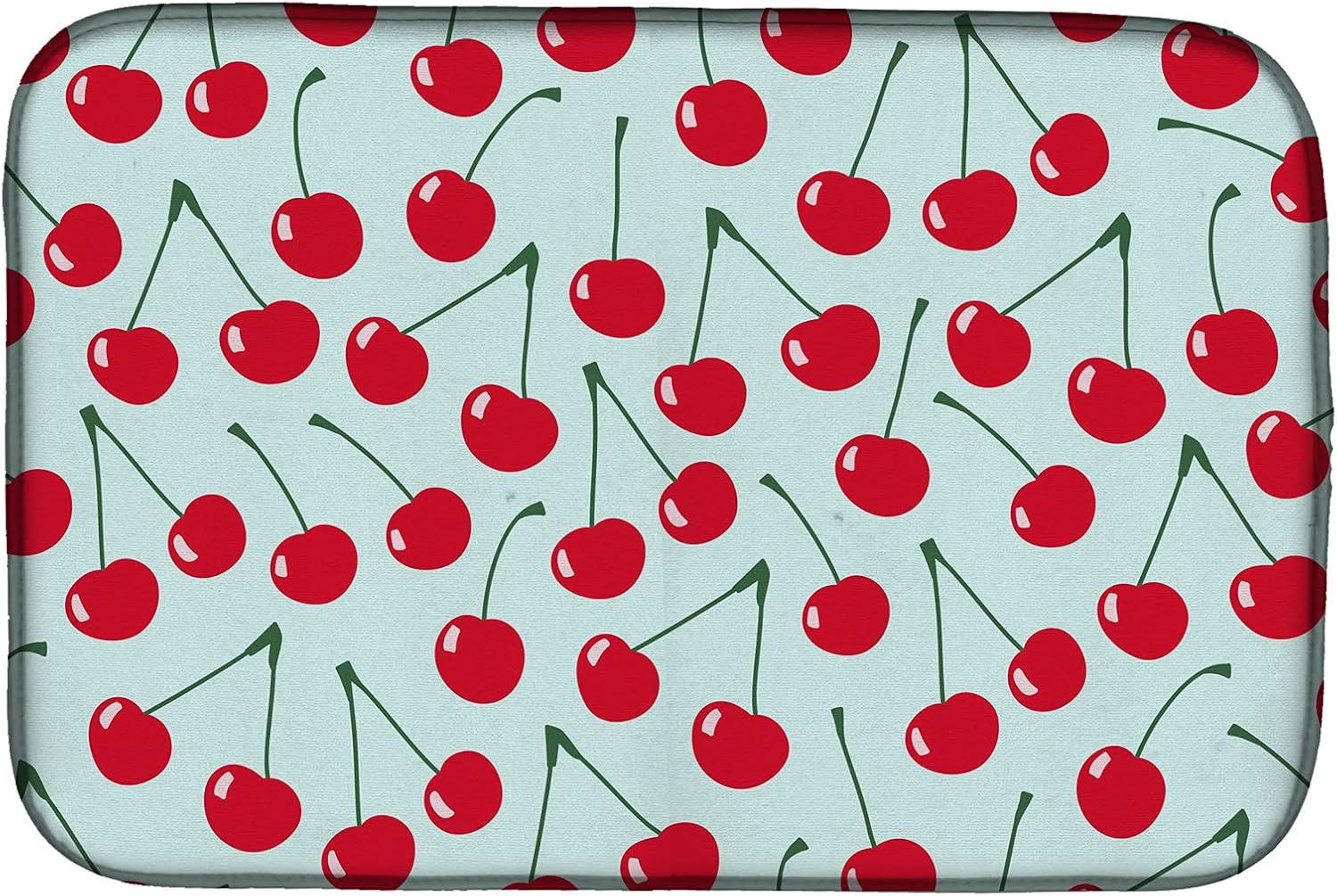 Caroline's Treasures BB5148DDM Cherries on Blue Dish Drying Mat Absorbent Dish Drying Mat Pad for Kitchen Counter Dish Drainer Mat for Countertop, 14 x 21", Multicolor