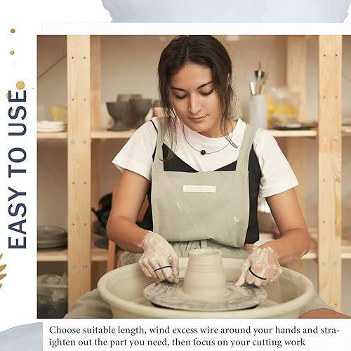 Miniatura 5 de 4 piezas de cortadores de arcilla de alambre de acero cortador de arcilla herramientas de cerámica con mango de goma para artistas de arcilla