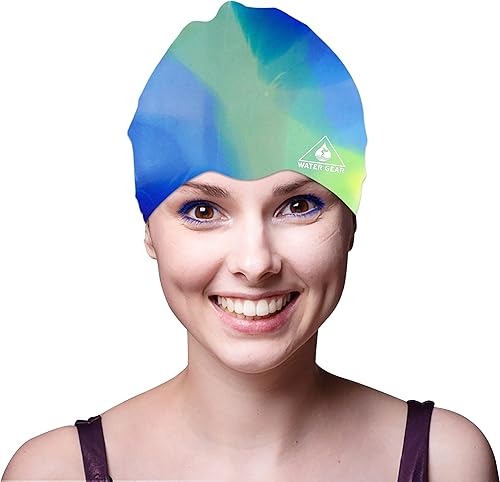 Vista 2 de Water Gear Jazz Silicone Swim Cap Azul/Verde
