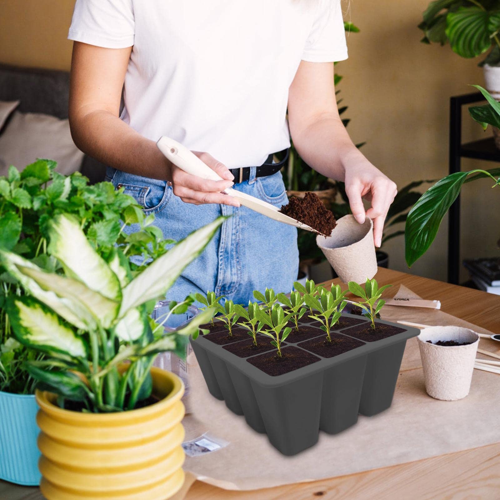 Plateau De Germination à 12 Cellules Avec Trous De Drainage | Bac à Semis En Silicone Durable Pour Faire Pousser Des Graines - 6