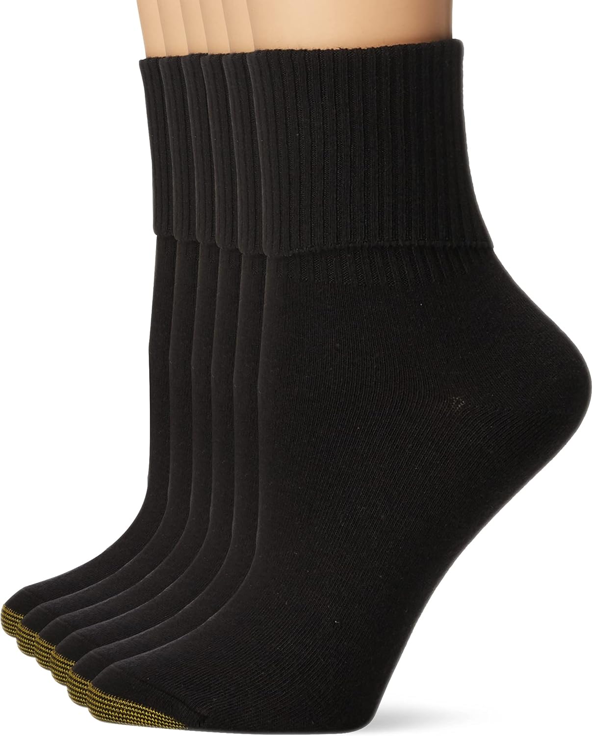 Gold Toe Women's Turn Cuff (2 PK (12 Pairs), Black)