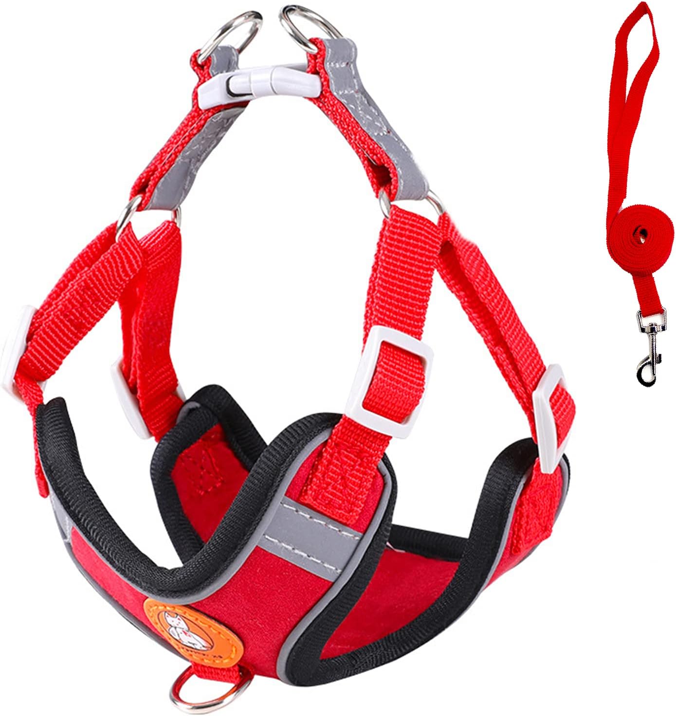 Arnés para Perros SonoReno - Arnés de Chaleco Ajustable, Chaleco Suave Reflectante, Correas - para Gatos y Cachorros,m-Rojo