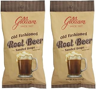 Gilliam Old Fashioned Candy Flavored Sanded Root Beer Drops Pack of 2 (4.5 oz. Bag) (Root Beer)