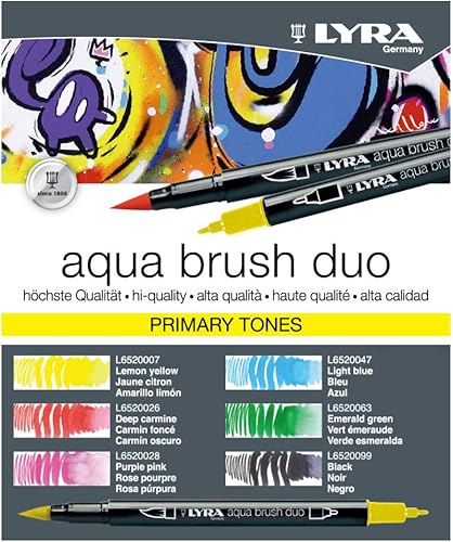 Miniatura 10 de Lyra Aqua Brush Duo - Juego de 6 rotuladores a base de agua para artistas de todas las edades, marcadores de doble punta para detalles finos y