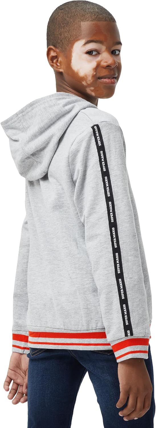 Super Mario Hoodie | Mario Boys Pullover Hoodie | Boys Hooded Top| 12 Grey