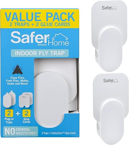 Safer Brand Home SH502-2SR 2 Trampas para moscas enchufables para interiores, para moscas, moscas de la fruta, polillas, mosquitos y otros insectos