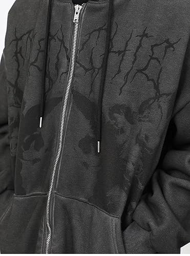 Miniatura 3 de Grunge Acubi Women's Oversized Zip Up Hoodies Goth Y2k Streetwear Emo Alt Outfits Print Graphic Clothes with Pockets