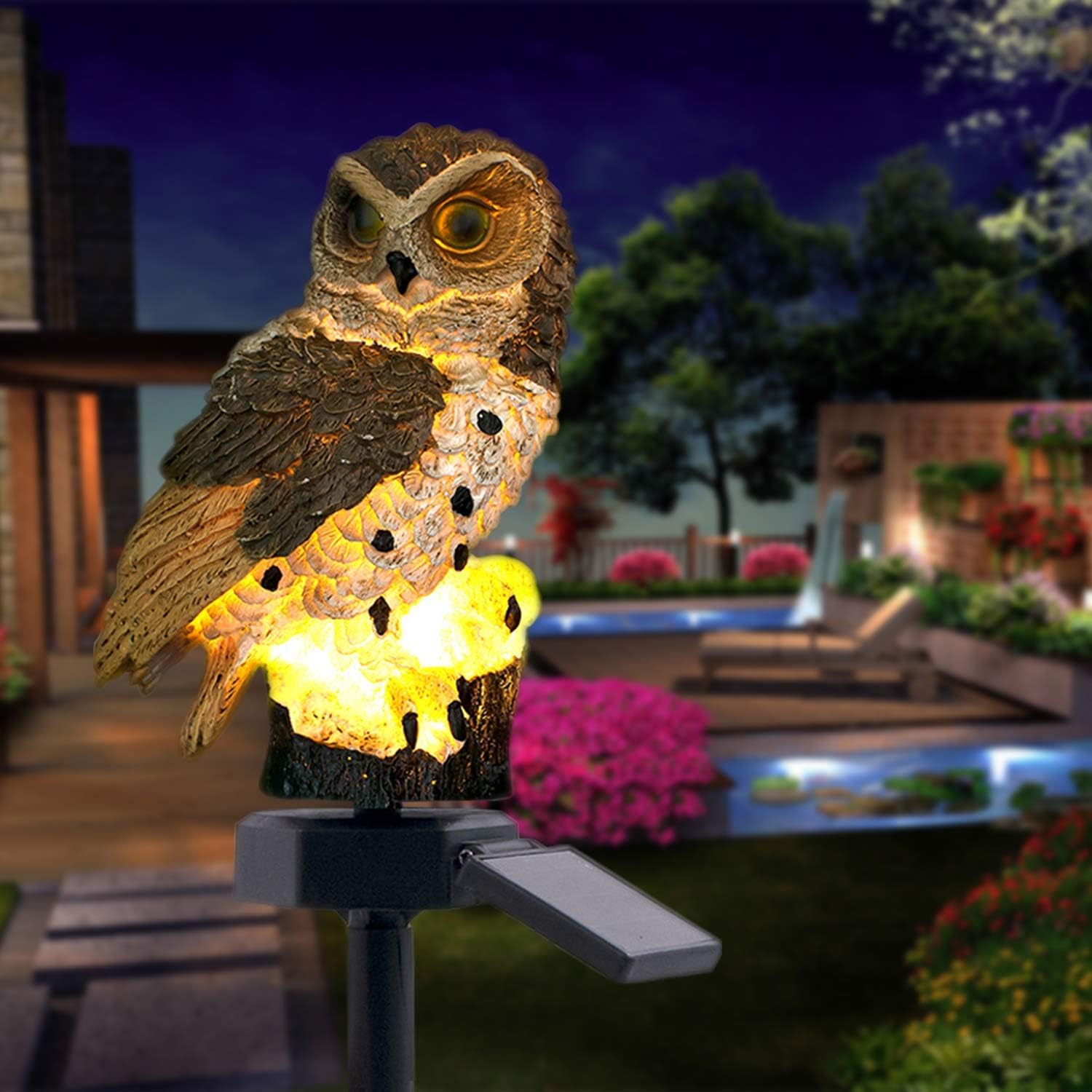 Cade Solar Light Owl Shape Light, LED Garden Lights Solar Night Lights, Powered Lawn Lamp Light for Patio, Yard, Party Decoration Solar Lights Garden Outdoor (Brown)