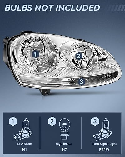 Miniatura 2 de Nilight Conjunto de faros delanteros compatible con Volkswagen Jetta 2005 2006 2007 2008 2009 2010 Volkswagen Jetta 2006-2009 VW Rabbit GTI faro