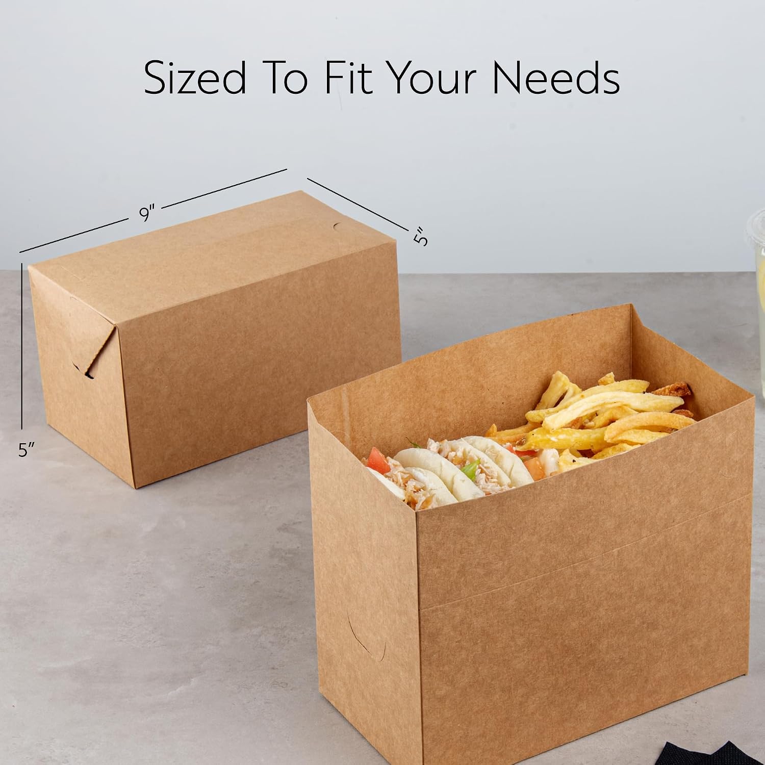 Bio Tek 80 oz Kraft Paper Lunch/Chicken Box - with Fast Top - 9" x 5" x 5" - 100 count box