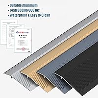 Vista 6 de Grey Transition Strips for Doorways, Metal Entry Ramps 10cm Wide, Carpet/Tile Threshold Reducer for Indoor Balcony Door (Length 85cm)