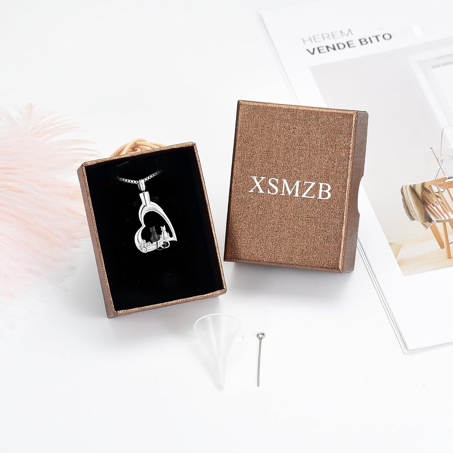 XSMZB Heart Paw Pet Cremation Jewelry for Ashes Cute Cat Memorial Urn Necklace for Women Men Pendant Ashes Holder Keepsake Jewelry - Image 7