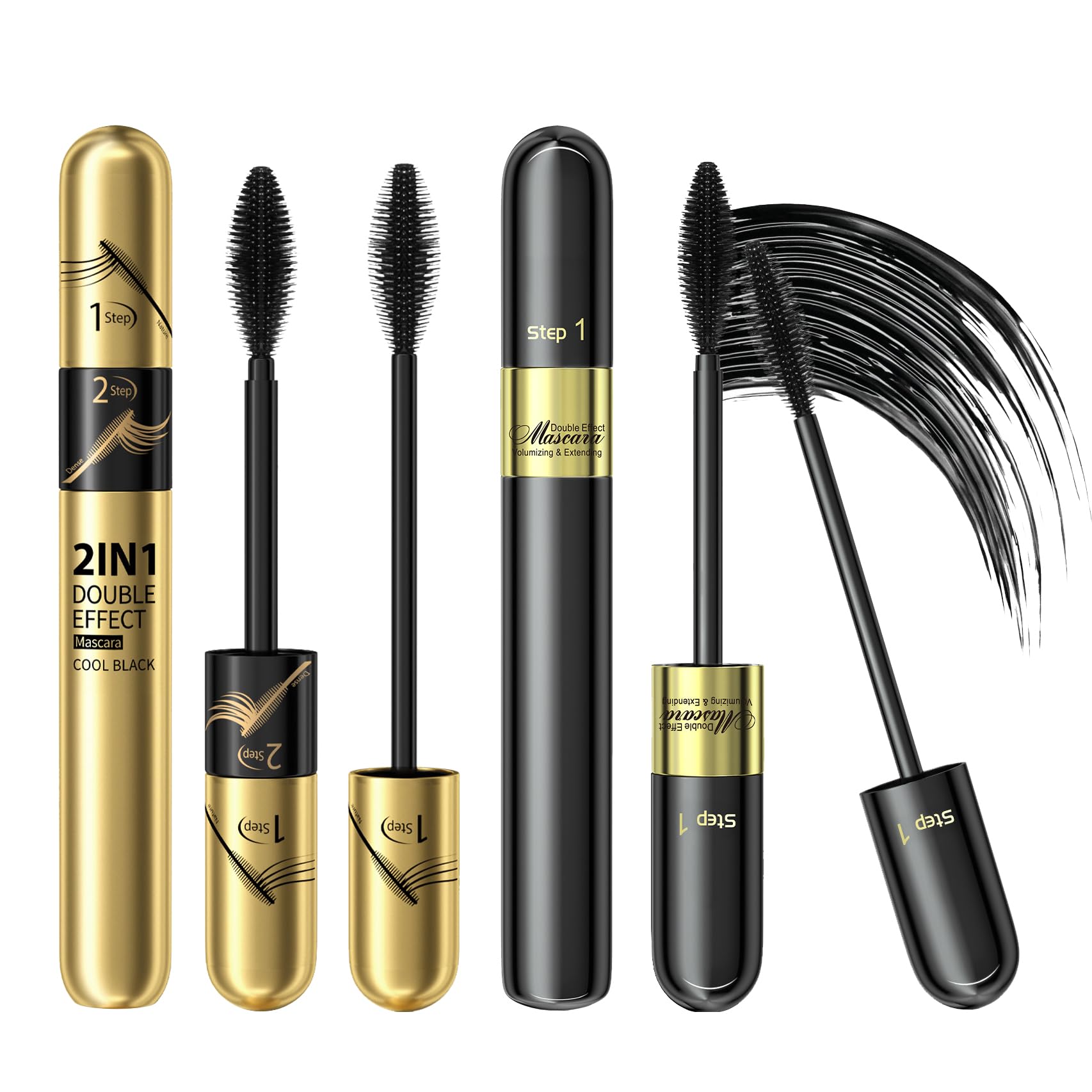 Amazon.com : 2pcs 2-in-1 4D Double Effect Fiber Mascara: Curling