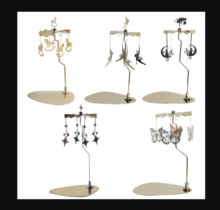 Candelabro Giratorio Para Velas - Funciona Con Calor, Sin Pilas, Diseño Hada/copo Nieve, Decoración Navideña