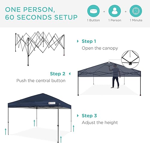 Miniatura 100 de Best Choice Products Carpa Toldo Desplegable de 10x10 pies para Instalación de 1 Persona, Refugio Portátil Instantáneo con Botón de 1 Toque
