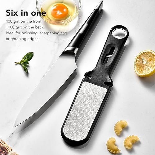 Miniatura 4 de Afilador de cuchillos portátil multifunción, afilador de cuchillos de doble cara 6 en 1, piedra de afilar cuchillos portátil multifunción para