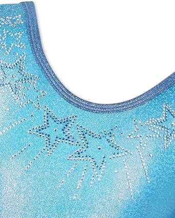 Gogokids Girls Sleeveless Sparkly Gymnastics Leotard Set with Shorts
