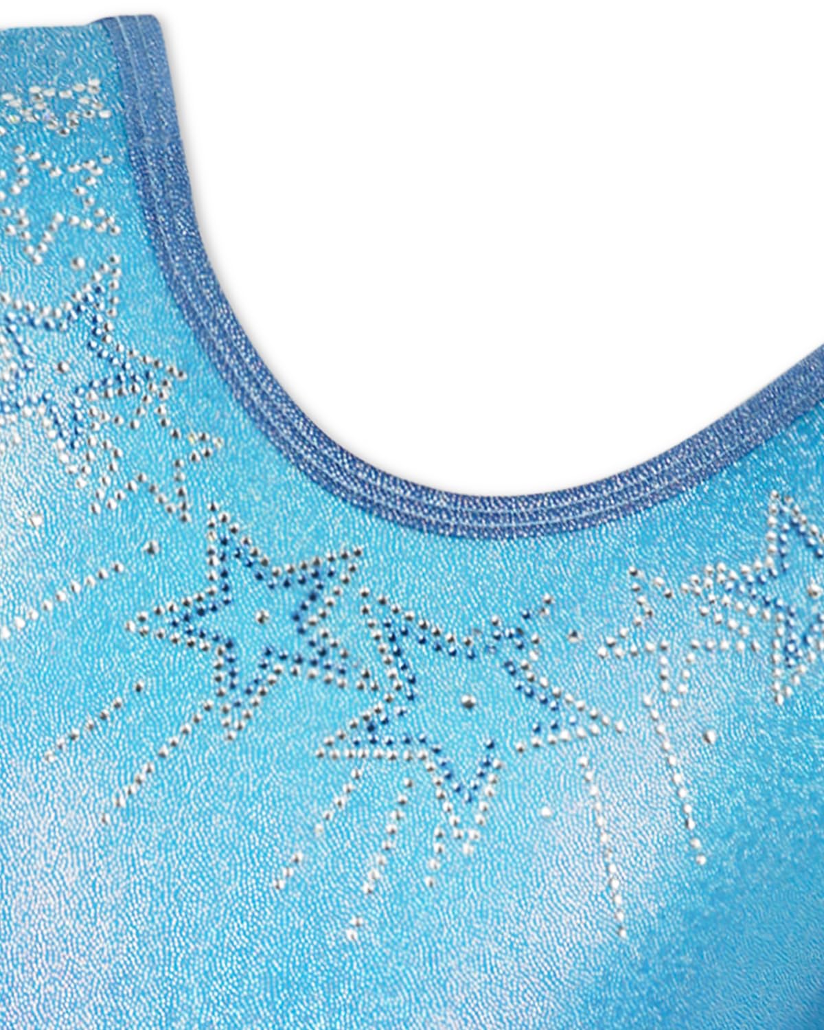 Gogokids, Completo da ginnastica bambina composto da tre pezzi, body senza maniche, pantaloncini e fascia per capelli, tuta danza classica scintillante, con design a colori sfumati, dai 3 ai 12 anni