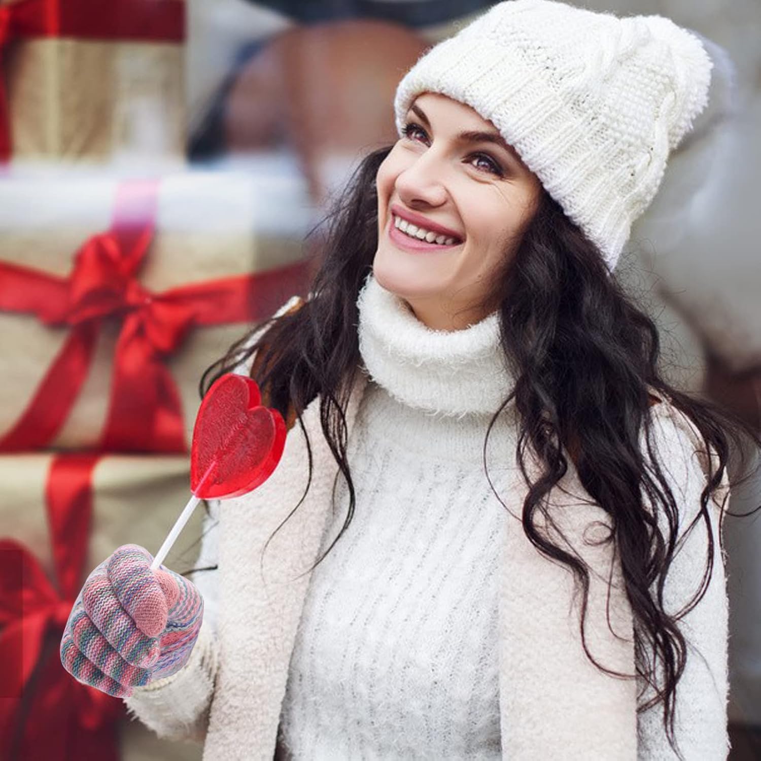 Women's Winter Warm Touch Screen Gloves Womens Thermal Cable Knit Wool Fleece Lined Glove for Cold Weather - Image 6