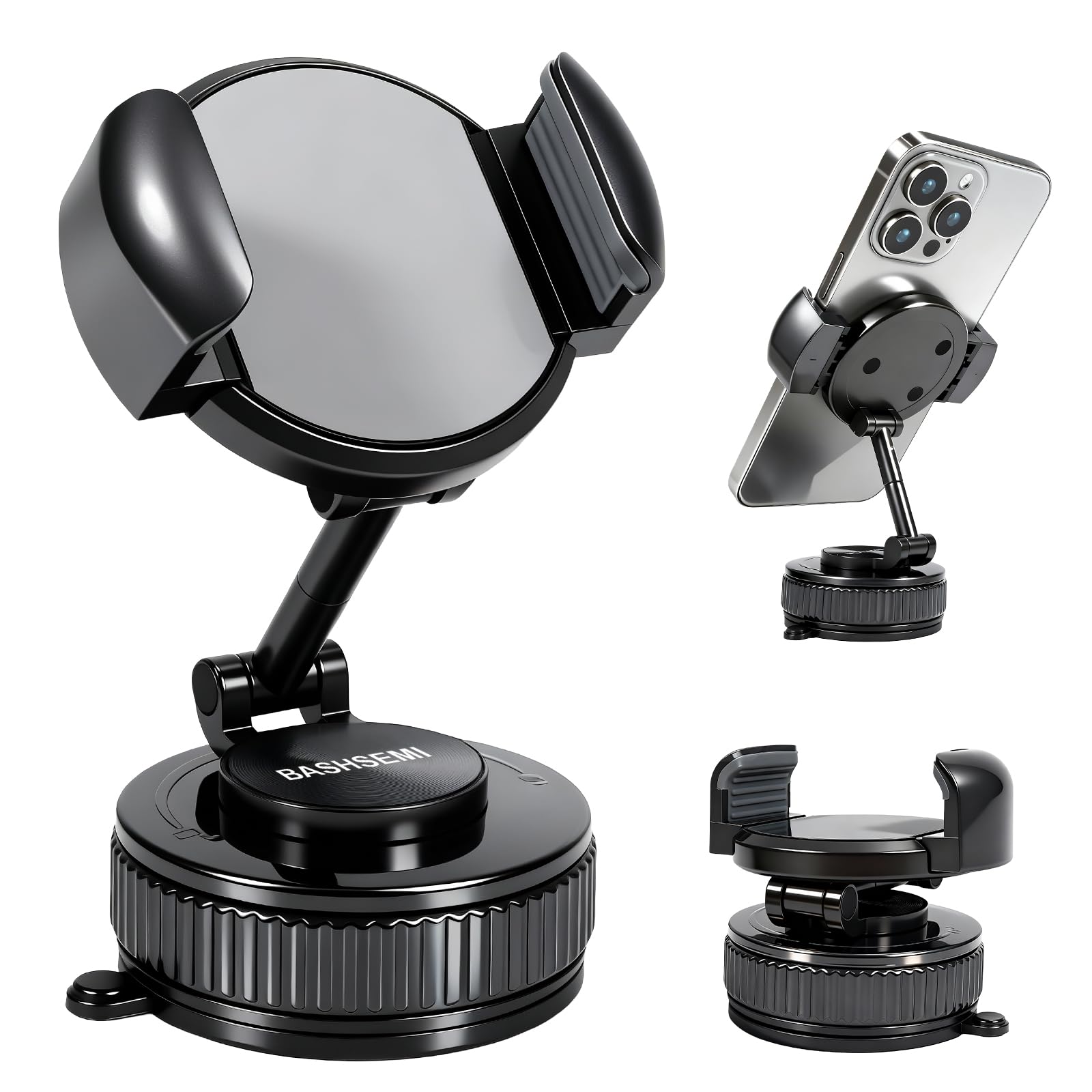 Adjustable Dashboard Windshield Phone Mount 360 Rotating Car Phone Holder with Strong Suction Cup Anti-Slip Grip Universal Fit