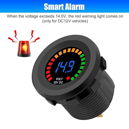 Miniatura 2 de Linkstyle Medidor de batería de 12 V, medidor de voltímetro impermeable de 12 V, medidor de voltaje de pantalla digital para motocicleta de