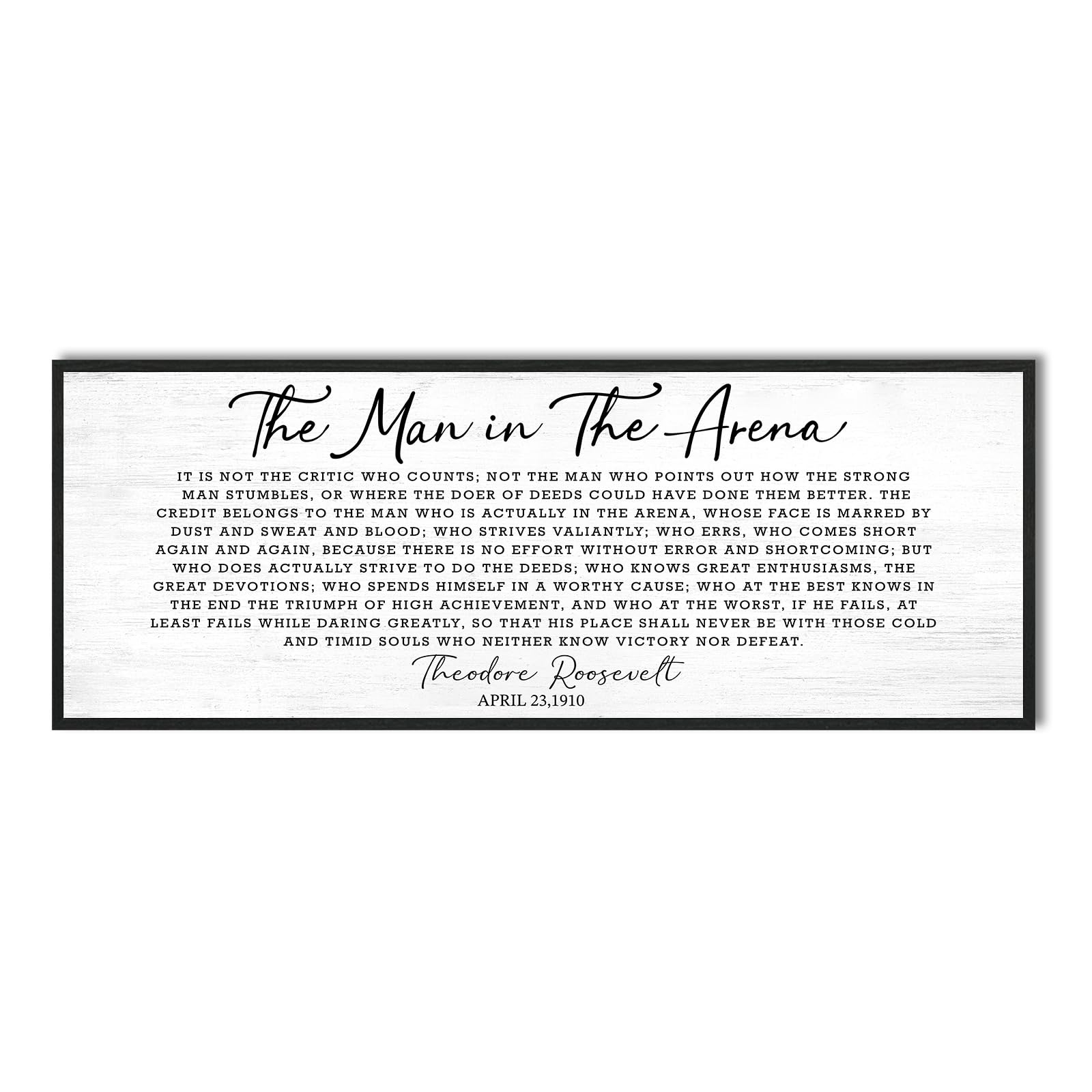 Inspirational Canvas Wall Art: The Man in The Arena Wall Art Prints Framed Motivational Posters 40''×15'',Positive Quotes Office Pictures Wall Decor, Inspirational Gifts for Men Bedroom Decor