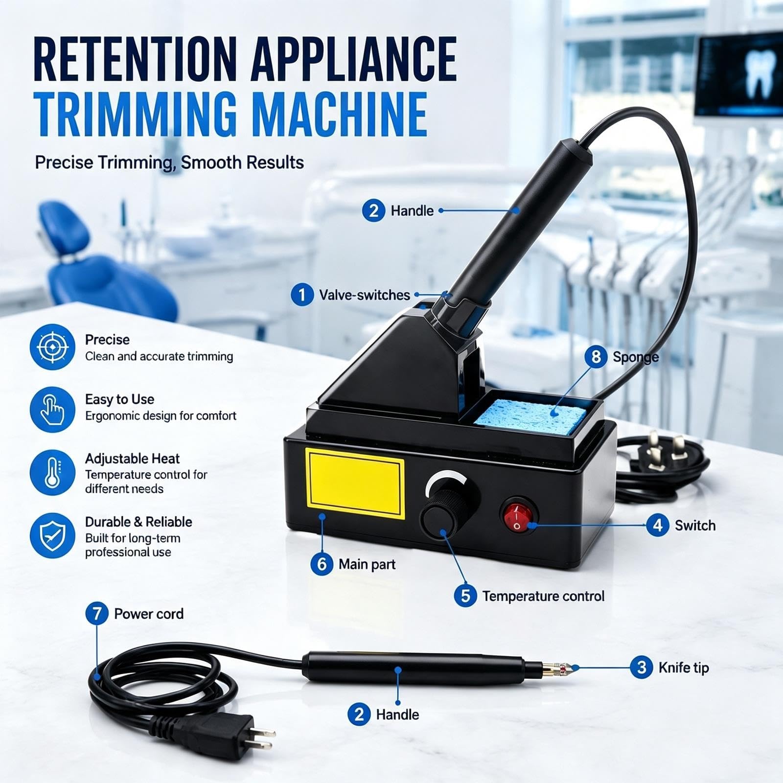 Elektryczny obcinacz do folii, regulacja temperatury
