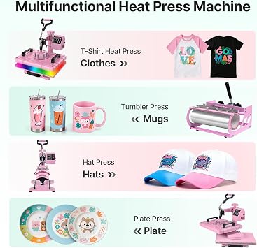 Slendor 12x15 Inch 5 in 1 Swing Away Heat Press Machine for T Shirts