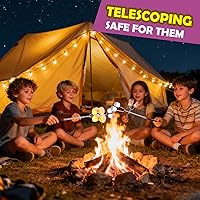 Vista 6 de Juego de 5 palitos para asar malvaviscos, palos largos telescópicos para hogueras, palos para perros calientes para fogatas, parrillas, suministros