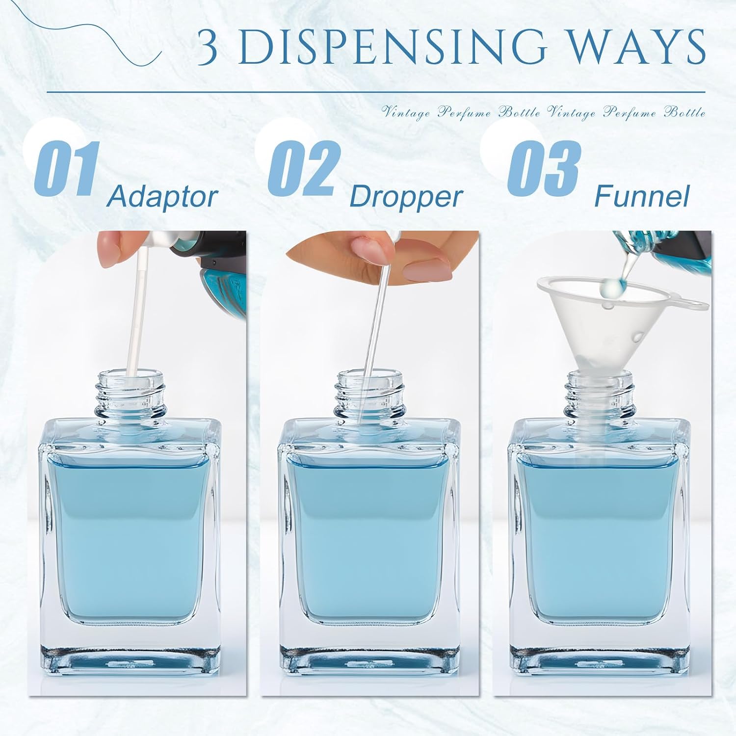 Teenyyou 24 Pack 30/50 ml Empty Glass Square Perfume Bottles Bulk Refillable Atomizer Cologne Bottles DIY Perfume Making Supplies Vintage Fragrance Packaging Glass (30 ml,White) image 3