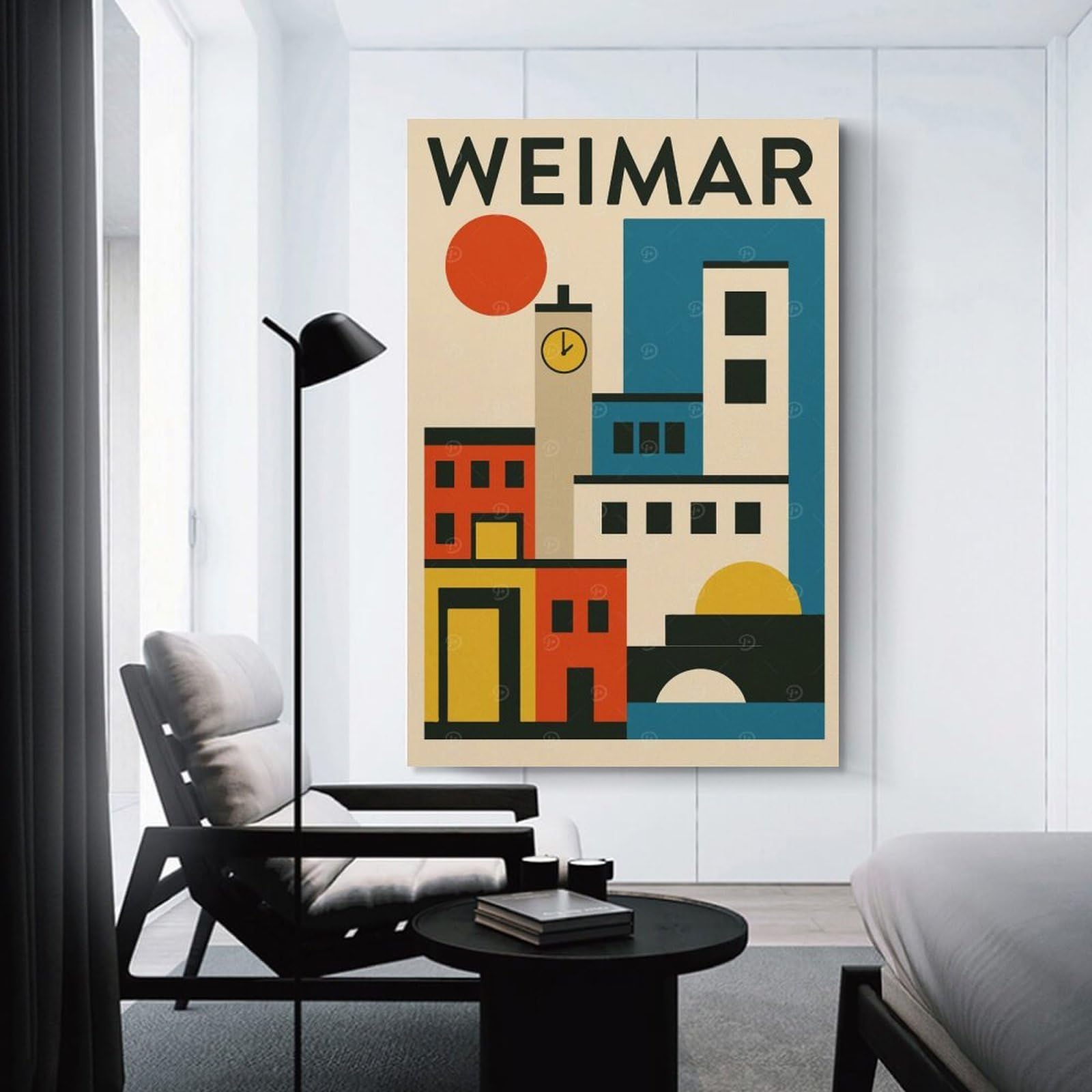 Junmoney Canvas Wall Picture Weimar Travel, 24x36inch(60x90cm), for Front Hall, Corridor Or Welcome Spaces, Decorative Wall Art for Narrow Spaces