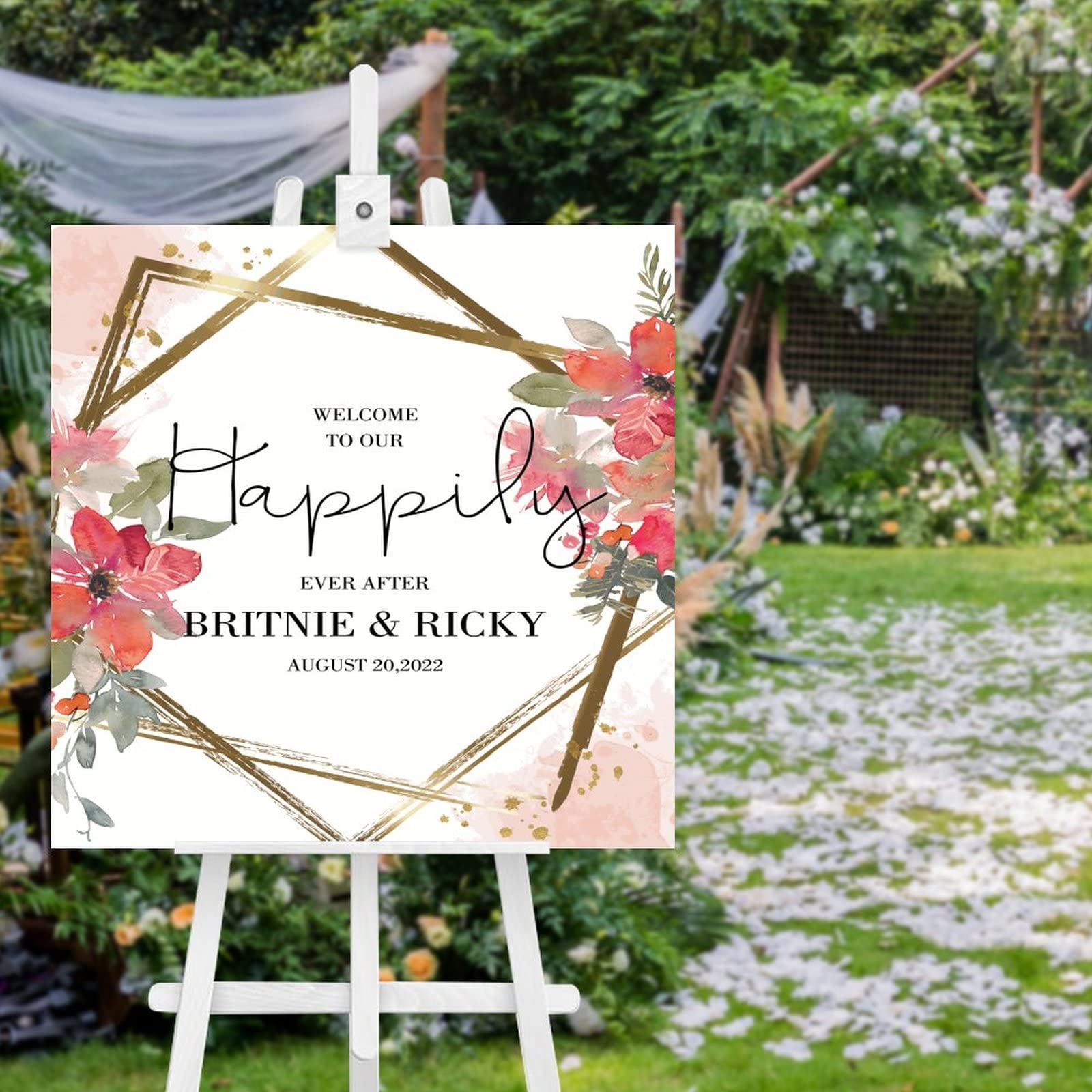 Panneau de bienvenue en bois pour mariage rustique chic de 50x50 cm