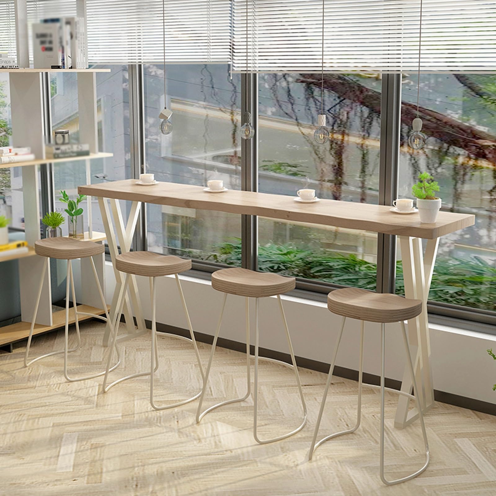 Table de bar industrielle étroite de 140 cm – Table haute pour restaurants, bars et balcons – Design chic avec bords supérieurs, parfaite pour les petits espaces – Tabourets non inclus